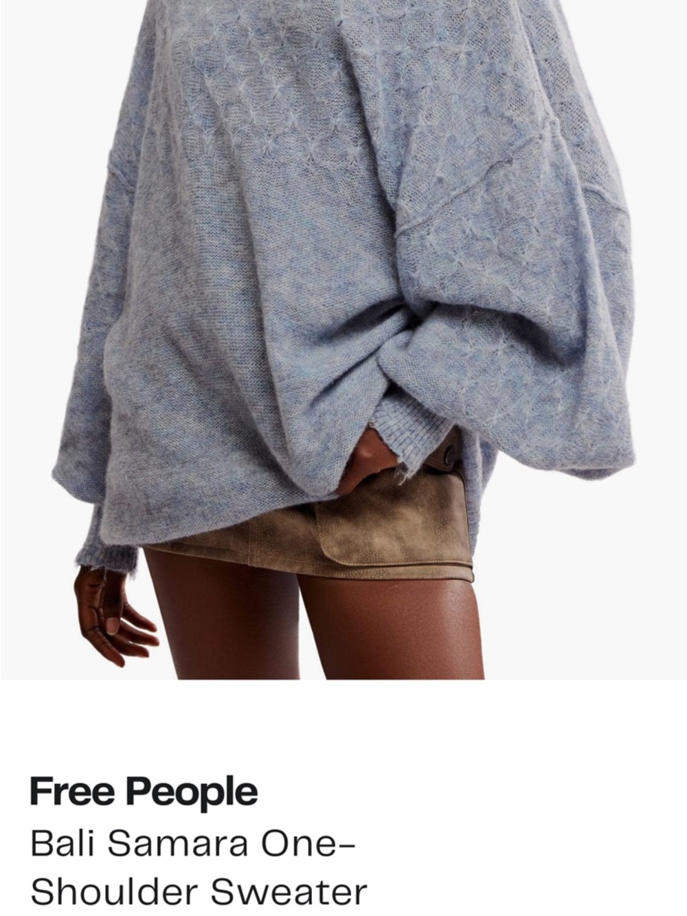 Free People Oversized One-Shoulder Sweater in Heather Blue